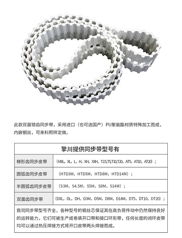 雙面齒<a href='http://m.stanleyyule.com/' target='_blank'><u>PU同步帶</u></a>定制